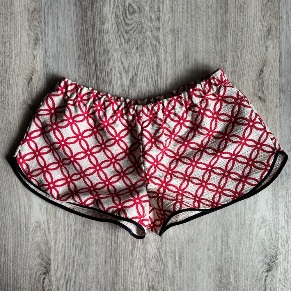 Marni Cream Red Floral Pattern Cotton Canvas Style Mini Micro Bloomer Shorts XS